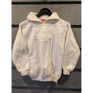 VTG Randy Hoodie Kids 18-20 White Fleece 1/4 Zip Pullover Mock Neck Winter 70s
